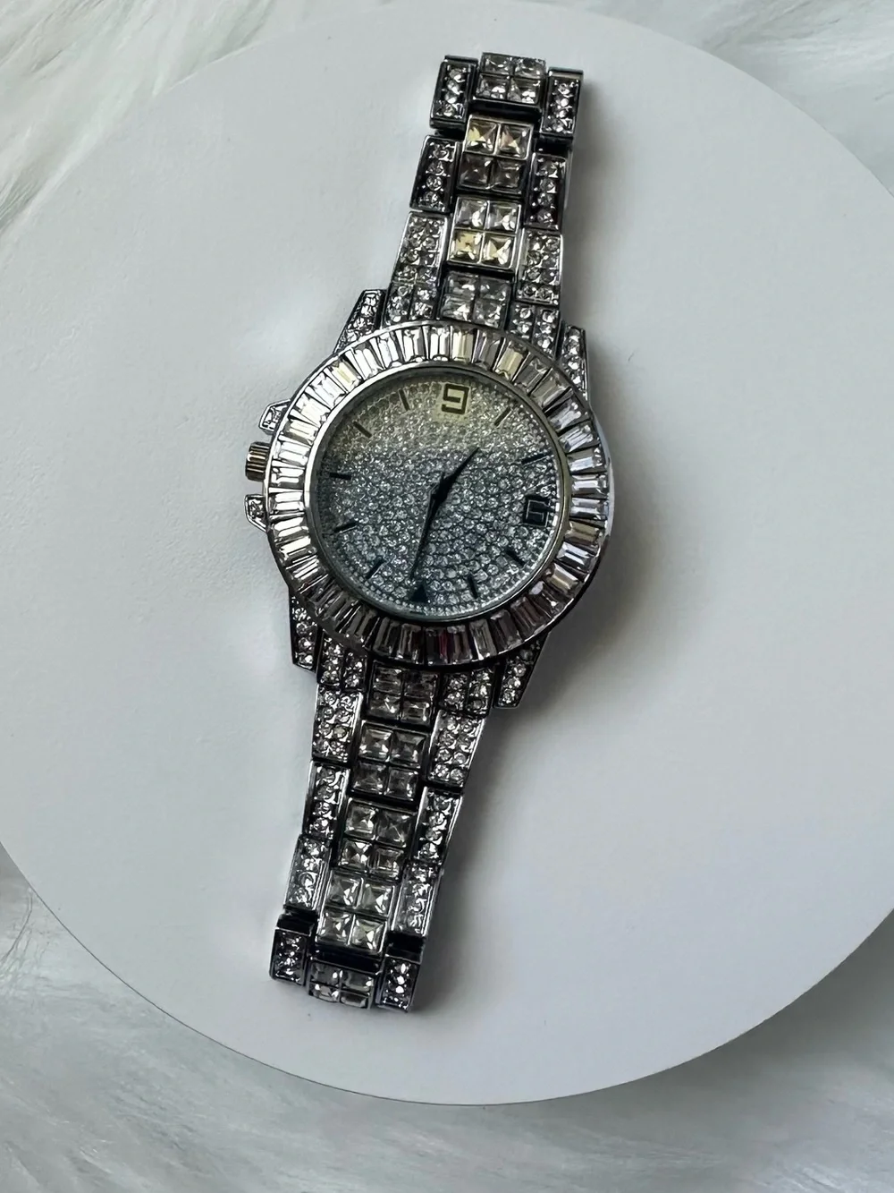 Silver Crystal-Embellished Women’s Bracelet Watch